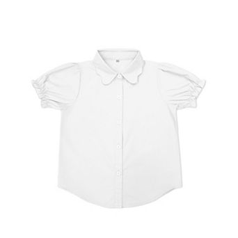 Girls Button Down Shirt Puff Sleeves Blouse Summer Cute Top Doll Collar School Uniform