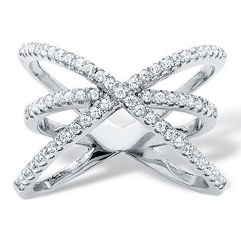 PalmBeach Jewelry .57 TCW Cubic Zirconia Crossover Ring