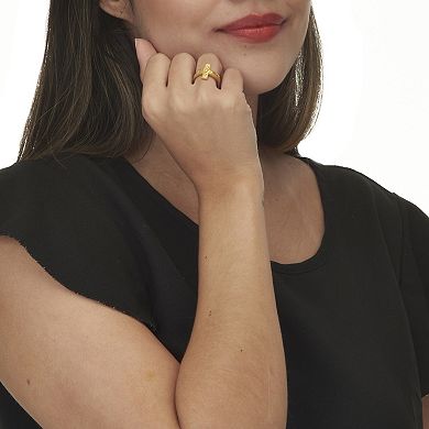 Gold-Plated Sterling Silver Horizontal Crucifix Cross Ring