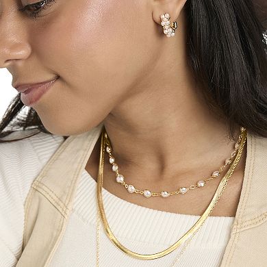 JS Jessica Simpson Gold-Tone Pave & Charm Huggie Hoop Earring Set, 6 Pairs