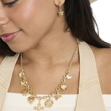 JS Jessica Simpson Gold-Tone Pave & Charm Huggie Hoop Earring Set, 6 Pairs