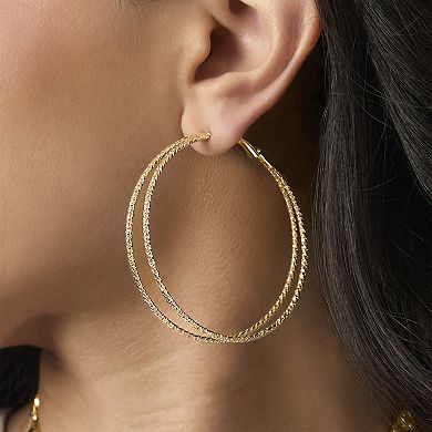 JS Jessica Simpson 3-Piece Gold-Tone Hoop Earring Set with Butterfly Details