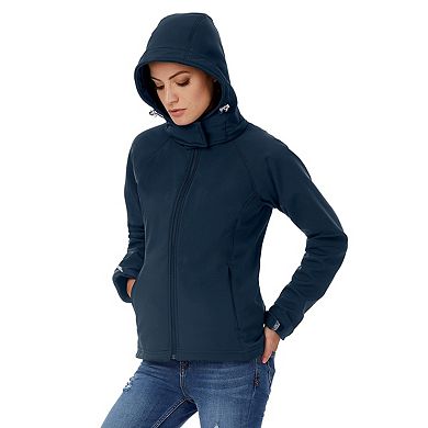 B&C Womens Hooded Premium Softshell Jacket (Windproof Waterproof & Breathable)