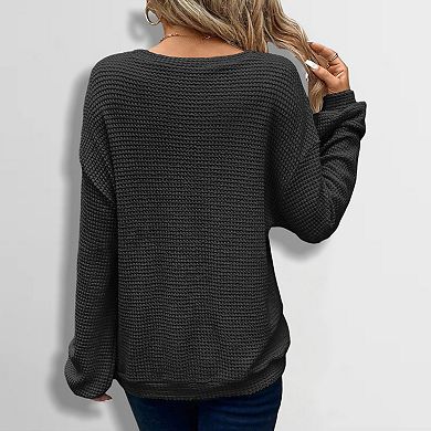 Plus Size Women Waffle Knit Sweatshirt Soft Comfortable Pullover for Layering Basic Casual Wear