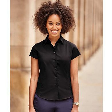 Russell Collection Ladies/Womens Cap Sleeve Easy Care Fitted Shirt