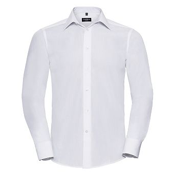 Russell Collection Mens Long Sleeve Poly-Cotton Easy Care Tailored Poplin Shirt