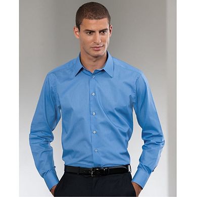 Russell Collection Mens Long Sleeve Poly-Cotton Easy Care Tailored Poplin Shirt