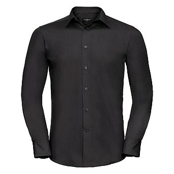 Russell Collection Mens Long Sleeve Poly-Cotton Easy Care Tailored Poplin Shirt