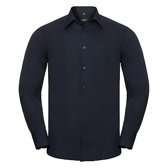 Russell Collection Mens Long Sleeve Poly-Cotton Easy Care Tailored Poplin Shirt
