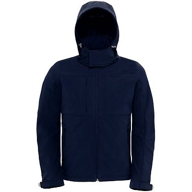 B&C Mens Hooded Softshell Breathable Waterproof & Windproof Jacket (Fleece Lining)