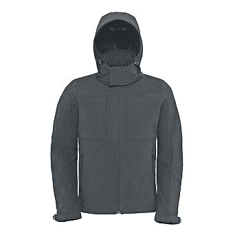 B&C Mens Hooded Softshell Breathable Waterproof & Windproof Jacket (Fleece Lining)