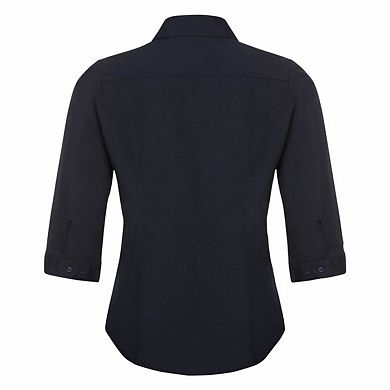 Russell Collection Ladies 3/4 Sleeve Poly-Cotton Easy Care Fitted Poplin Shirt