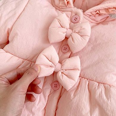 Arrival Baby Kids Girls Solid Color Single Breasted Hooded Thick Fleece-inside Coat