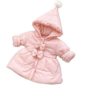 Arrival Baby Kids Girls Solid Color Single Breasted Hooded Thick Fleece-inside Coat