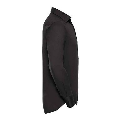 Russell Collection Mens Stretch Fitted Long-Sleeved Shirt