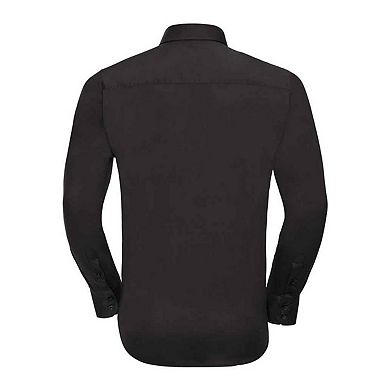 Russell Collection Mens Stretch Fitted Long-Sleeved Shirt