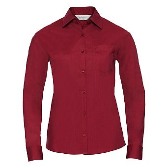 Russell Collection Womens/Ladies Poplin Easy-Care Long-Sleeved Shirt