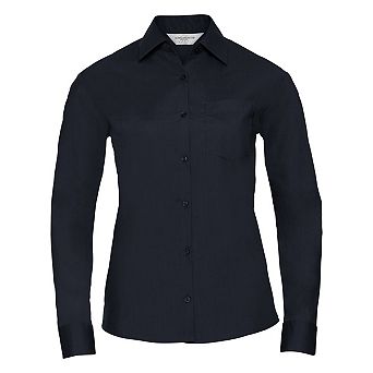 Russell Collection Womens/Ladies Poplin Easy-Care Long-Sleeved Shirt