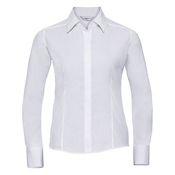 Russell Collection Womens/Ladies Poplin Easy-Care Fitted Long-Sleeved Shirt