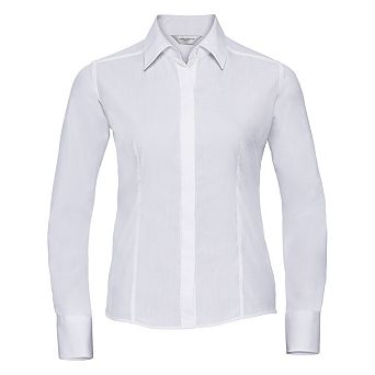 Russell Collection Womens/Ladies Poplin Easy-Care Fitted Long-Sleeved Shirt