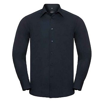 Russell Collection Mens Poplin Tailored Long-Sleeved Shirt
