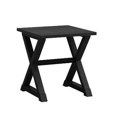 24" Modern Black Veneer Accent Table, Rectangular End or Side Table with Open Storage