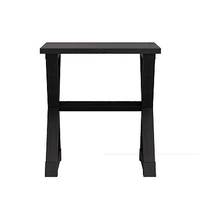 24" Modern Black Veneer Accent Table, Rectangular End or Side Table with Open Storage