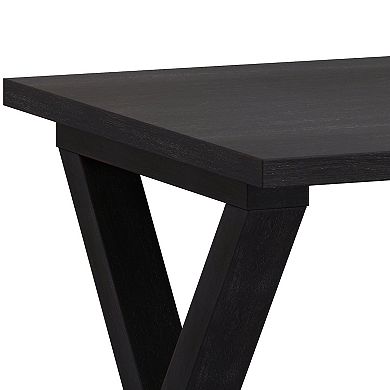 24" Modern Black Veneer Accent Table, Rectangular End or Side Table with Open Storage