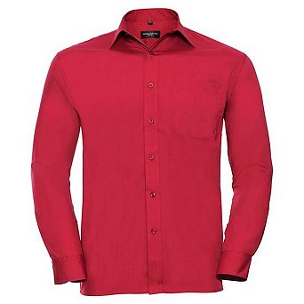 Russell Collection Mens Poplin Easy-Care Long-Sleeved Shirt