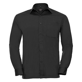 Russell Collection Mens Poplin Easy-Care Long-Sleeved Shirt