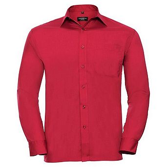Russell Collection Mens Poplin Easy-Care Long-Sleeved Shirt