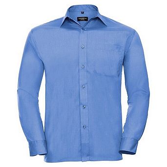 Russell Collection Mens Poplin Easy-Care Long-Sleeved Shirt