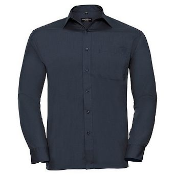 Russell Collection Mens Poplin Easy-Care Long-Sleeved Shirt
