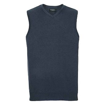 Russell Collection Mens Knitted V Neck Sleeveless Sweatshirt
