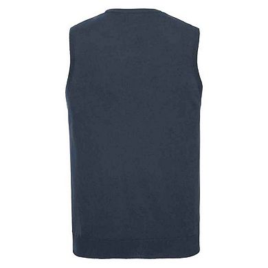 Russell Collection Mens Knitted V Neck Sleeveless Sweatshirt