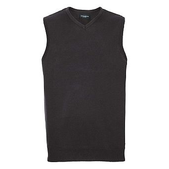 Russell Collection Mens Knitted V Neck Sleeveless Sweatshirt