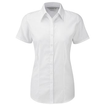 Russell Collection Womens/Ladies Herringbone Short-Sleeved Shirt