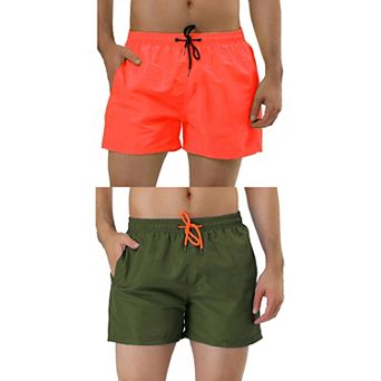 2 Packs Men's Shorts Drawstring Waist Board Shorts Inner Mesh Lining Swimwear