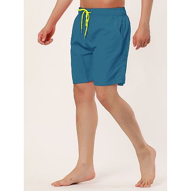 2 Packs Men's Solid Beach Shorts Drawstring Surfing Mesh Lining Swimwear Board Short with Pockets