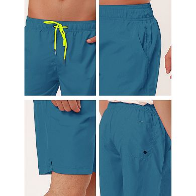 2 Packs Men's Solid Beach Shorts Drawstring Surfing Mesh Lining Swimwear Board Short with Pockets