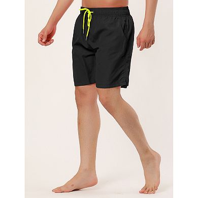 2 Packs Men's Solid Color Beach Shorts Drawstring Surfing Mesh Lining Swimwear