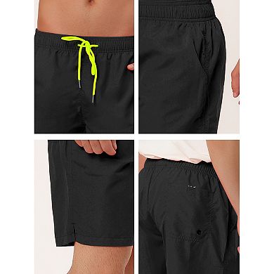 2 Packs Men's Solid Color Beach Shorts Drawstring Surfing Mesh Lining Swimwear