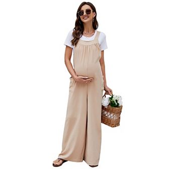 Women Jumpsuit with Pockets Maternity Casual Loose Jumpsuit Sleeveless Tie Loose Jumpsuit
