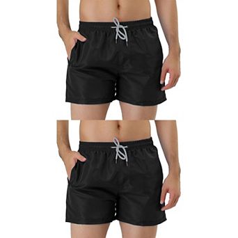 2 Packs Men's Shorts Drawstring Waist Board Shorts Mesh Lining Swimwear