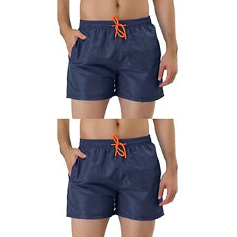 2 Packs Men's Shorts Drawstring Waist Board Shorts Mesh Lining Swimwear