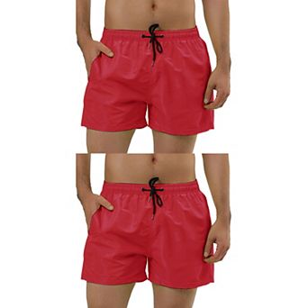 2 Packs Men's Shorts Drawstring Waist Board Shorts Mesh Lining Swimwear