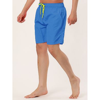 2 Packs Men's Solid Beach Shorts Drawstring Surfing Mesh Lining Board Shorts