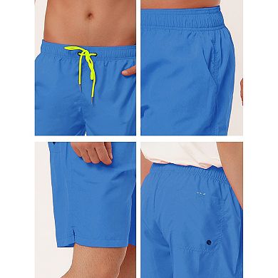 2 Packs Men's Solid Beach Shorts Drawstring Surfing Mesh Lining Board Shorts