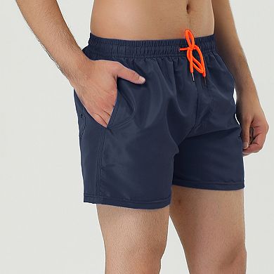2 Packs Men's Shorts Drawstring Waist Mesh Lining Swimwear Casual Board Shorts