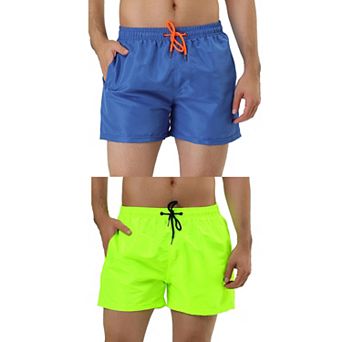 2 Packs Men's Shorts Drawstring Waist Mesh Lining Swimwear Casual Board Shorts